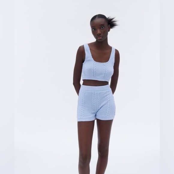 ☀️2/$22☀️ Zara Knit Blue Shorts - Picture 6 of 6